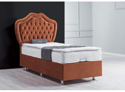 Bed Bruin Eenpersoons boxspring Bedden Luxe Slaapkamer Chesterfield