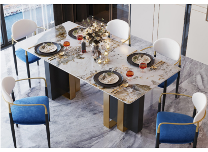 Tafel marmer stijl keuken Moderne eettafel Tafels Eetkamer Luxe meubilair Design