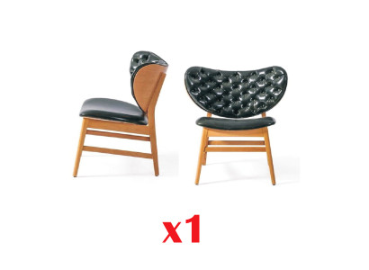 Eetkamer stoel met gestoffeerde rugleuning zonder armleuningen. Luxe fauteuil voor de woonkamer.