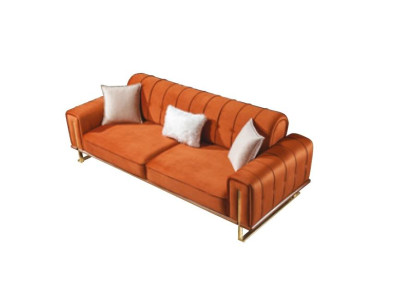 Bank Oranje 3-zits Woonkamer Luxe Chesterfield Italiaans