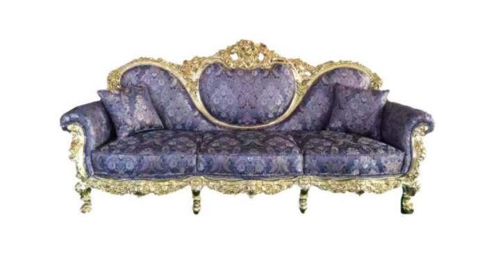 Troonbank Koningin fluwelen gestoffeerde 3-zitsbank in antieke stijl fauteuil lounge Chesterfield.