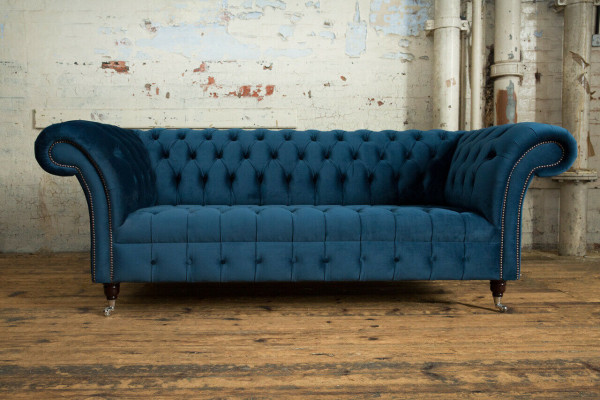 Chesterfield 3-zits gestoffeerde bank van leer stof banken textiel modern stijl