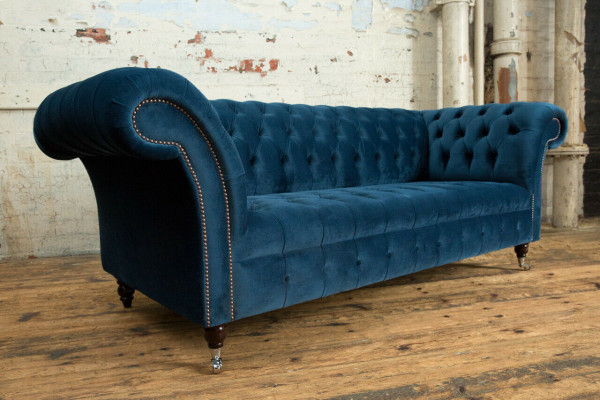 Chesterfield 3-zits gestoffeerde bank van leer stof banken textiel modern stijl