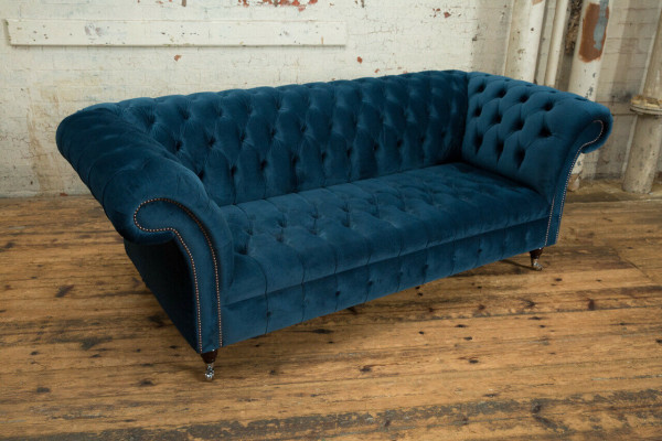 Chesterfield 3-zits gestoffeerde bank van leer stof banken textiel modern stijl