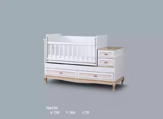 Babybed Kinderkamer Complete Slaapkamer Kledingkast Commode 3-delig.