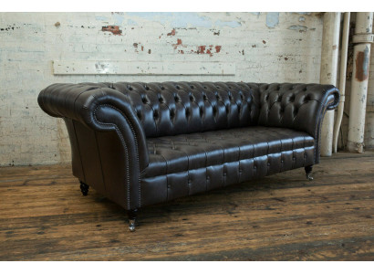 Zwarte moderne Chesterfield driezits luxueuze bankstel