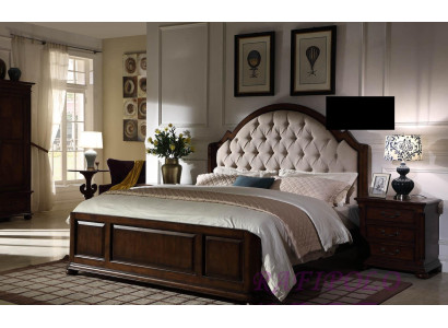 Bed Luxe tweepersoonsbed Slaapkamer Houten leren Chesterfield meubels.