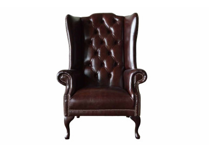 Fauteuil 1 zits Bruin Woonkamer Leer Design Chesterfield Oorfauteuil