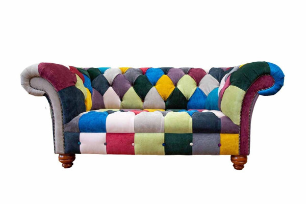 Bankstel 2-zits Chesterfield textiel bank bekleden design luxe veelkleurig