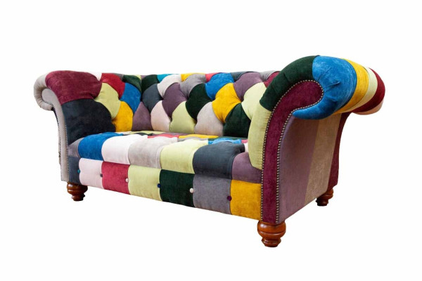 Bankstel 2-zits Chesterfield textiel bank bekleden design luxe veelkleurig