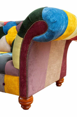 Bankstel 2-zits Chesterfield textiel bank bekleden design luxe veelkleurig