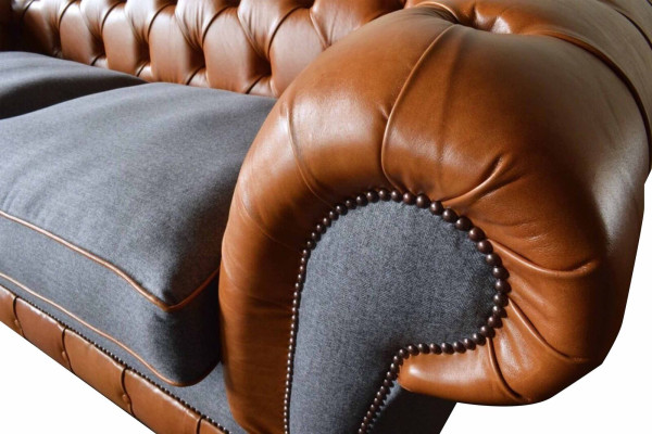 Bank Luxe Leder Chesterfield Bank Bankstellen Bekleding 3-Zits Design Nieuw