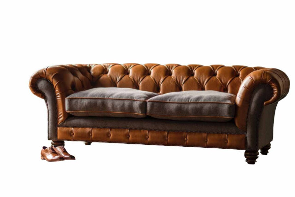 Bank Luxe Leder Chesterfield Bank Bankstellen Bekleding 3-Zits Design Nieuw