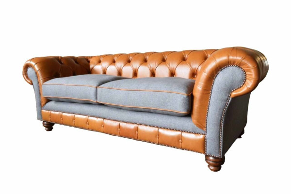 Bank Luxe Leder Chesterfield Bank Bankstellen Bekleding 3-Zits Design Nieuw