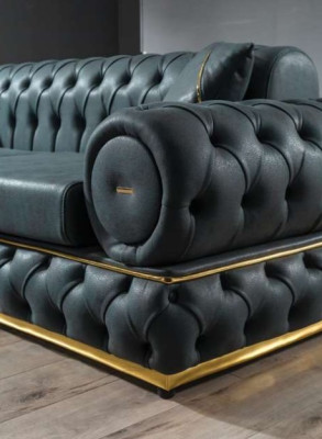 Bankstel 3+1 zits bankstel bank banken leer fauteuil luxe Chesterfield