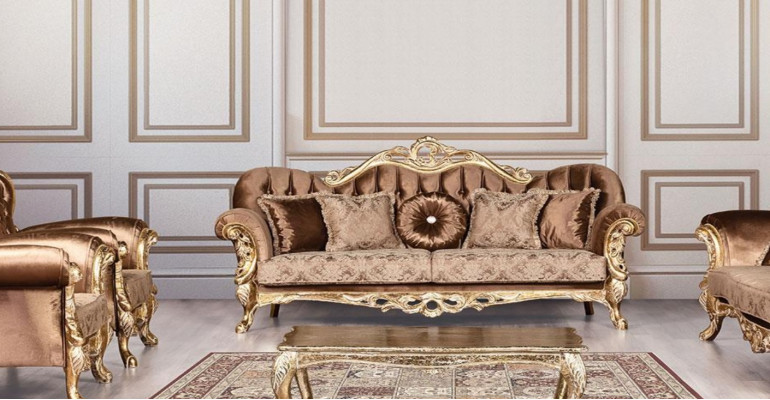 Luxe driezitsbank 3-zits barok rococo bank Sofa's fauteuils Stof stijl meubels